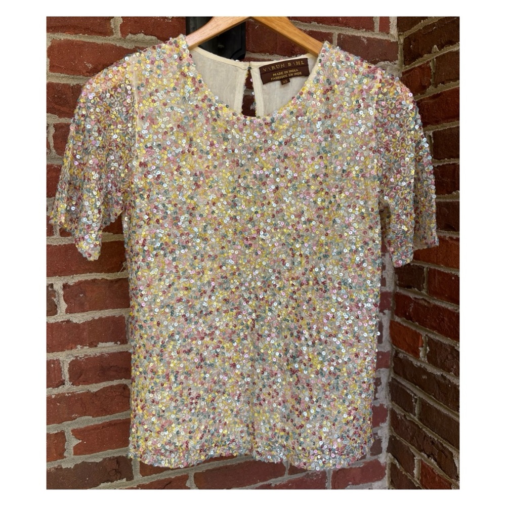 NWOT Anthropologie Varun Bahl Confetti Sequin Top  Size XS